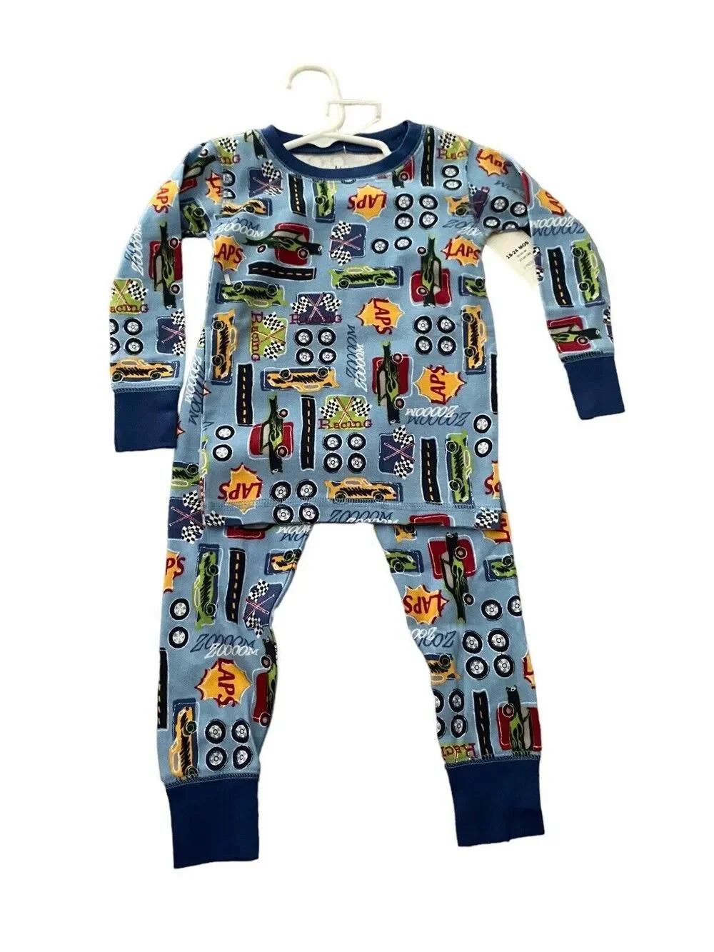 Old Navy Toddler Blue Cars Snug-Fit Pajama Set Size 18-24 months